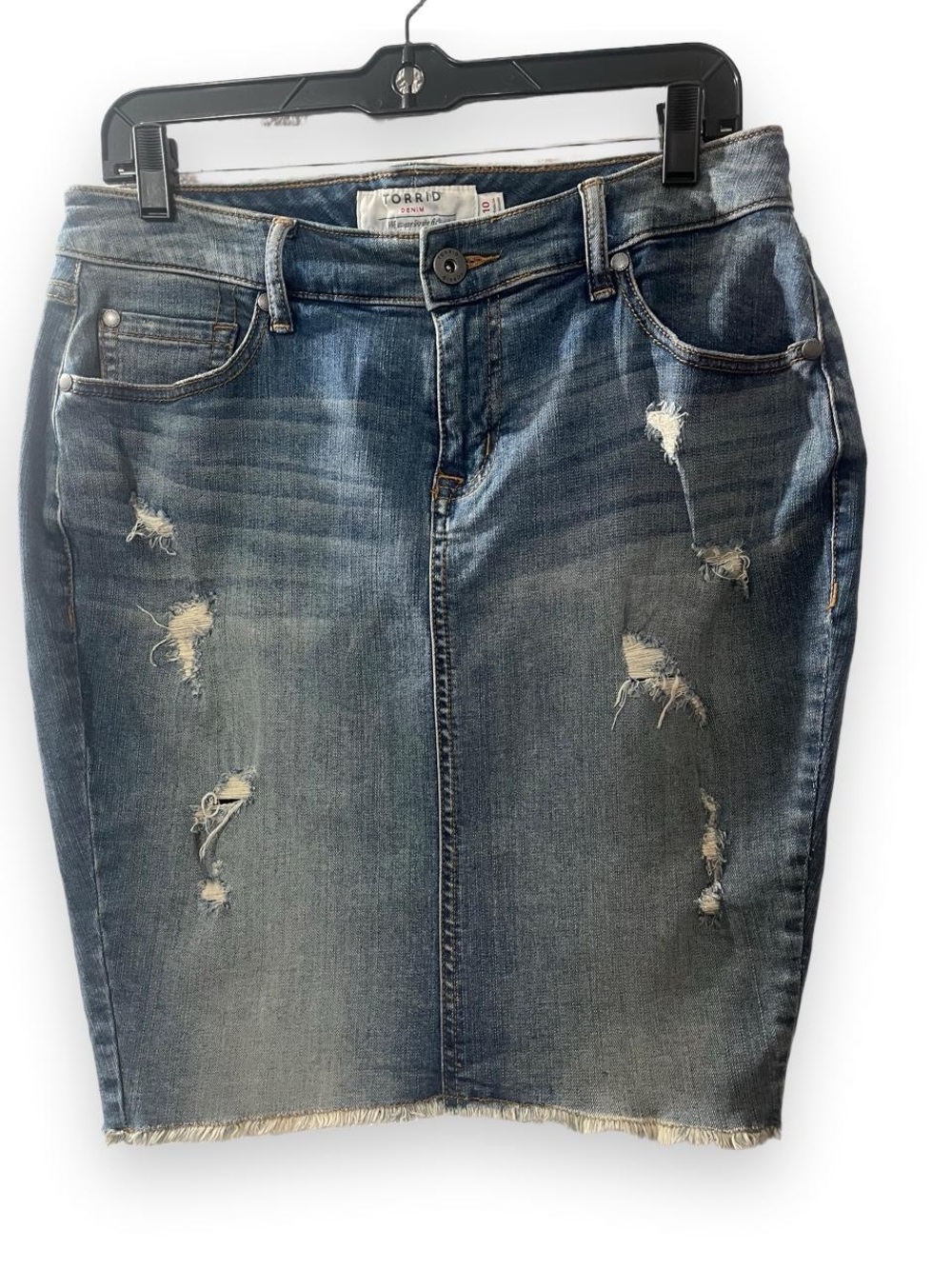 torrid Blue Distressed Denim Pencil Skirt